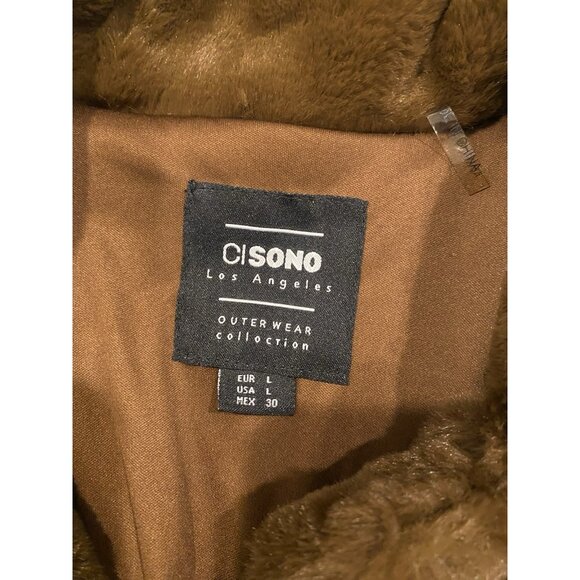 Faux Fur Brown Women’s Jacket SUPER SOFT Size Large Ci Sono - Picture 4 of 8